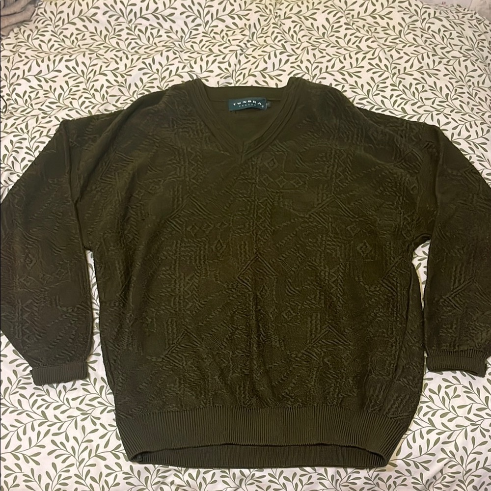 Vintage Tundra Sweater 80s–90s Dark Olive Green Size XL